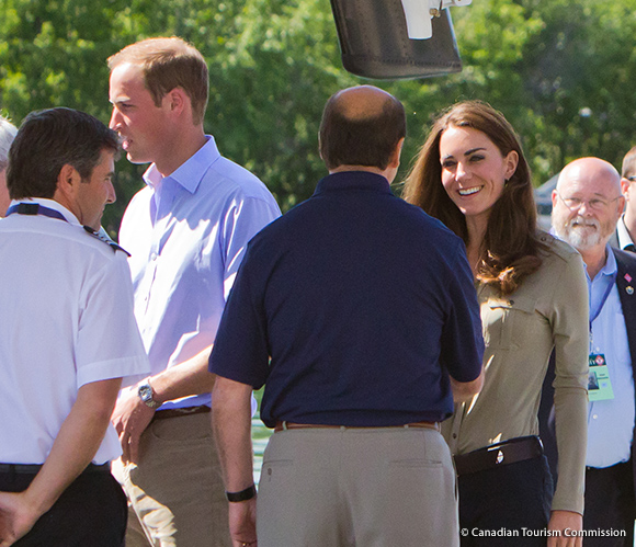 The Duke and Duchess of Cambridge arrive at the Old Town Float Base in Yellowknife to depart for Blachford Lake, Northwest Territories. 