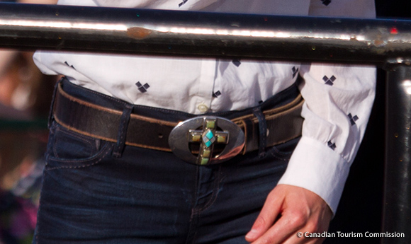 Kate's 'cross' belt at the Calgary Stampede