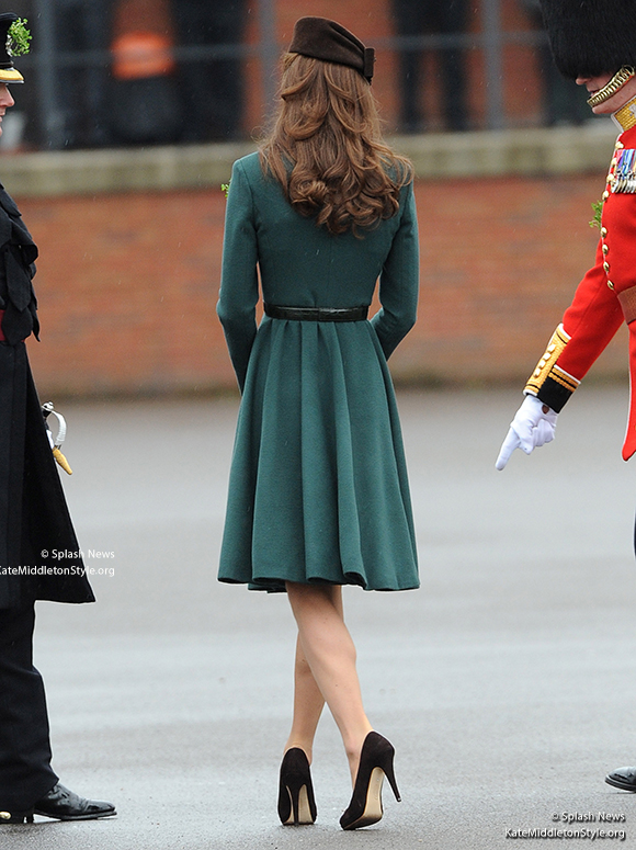 The back of Kate's coat dress. You can see her curled hair too.