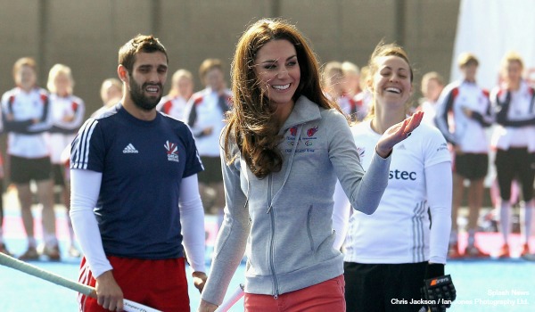 She shoots, she scores: Kate plays hockey at the Olympic Park