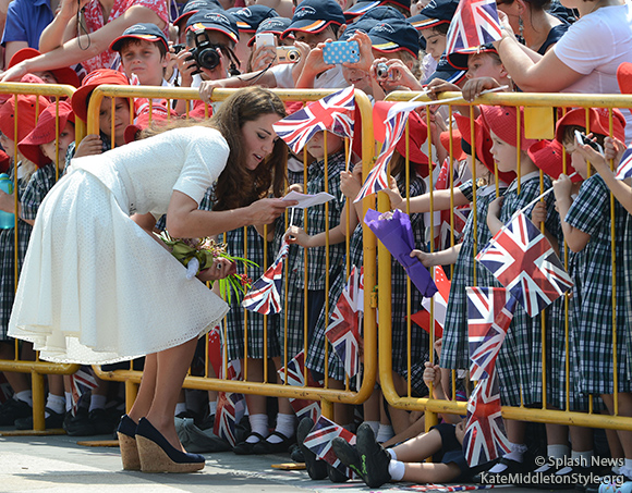 The Duchess of Cambridge during a walkabout after visiting the Gardens by the Bay, Singapore.