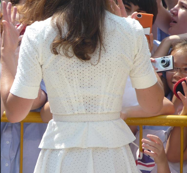Broderie anglaise on Kate's outfit in Singapore