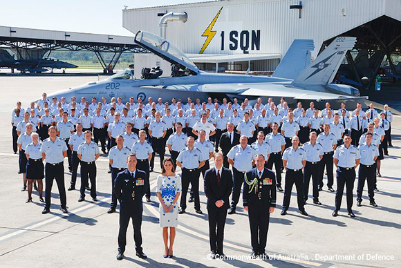 William and Kate pose with the RAAF Officers