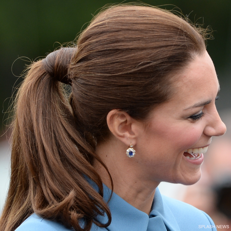 Kate Middleton wearing the blue sapphire and diamond earrings