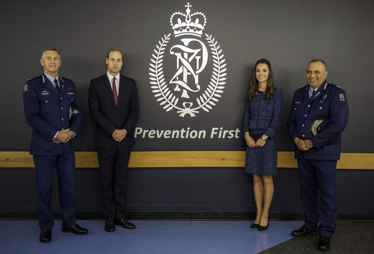 Kate Middleton tours police college in New Zealand wearing blue tweed skirt suit