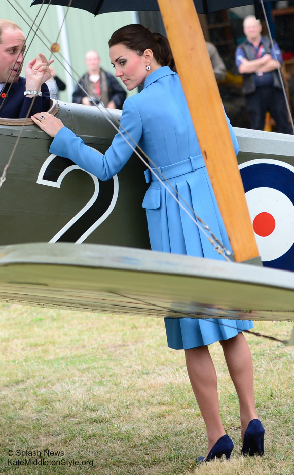 Kate's blue 'Utility Pelum' coat from Alexander McQueen, from the back