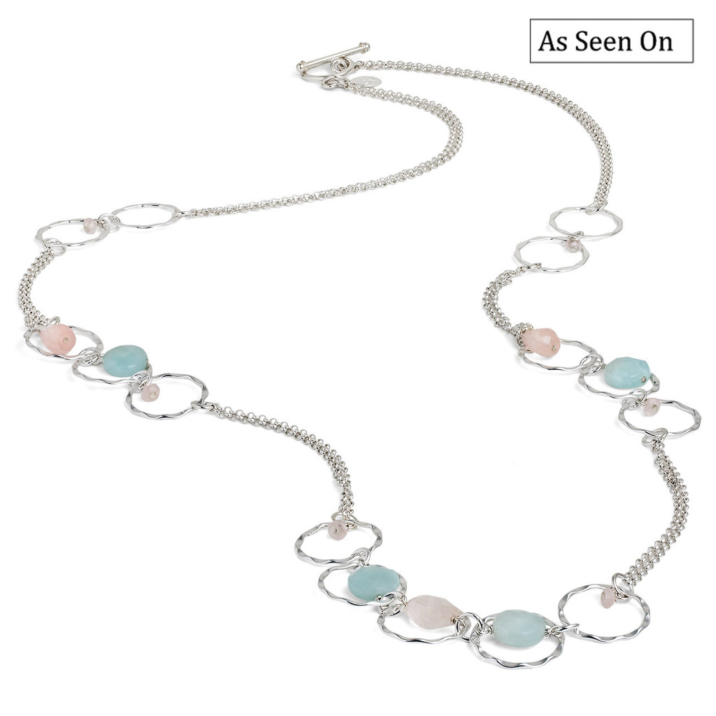 Claudia Bradby Camellia Necklace in Rose Quartz & Amazonite