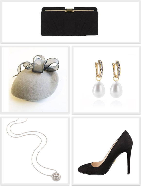 The accessories Kate wore for her engagement in London today.