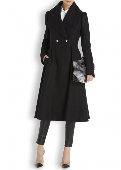 Alexander McQueen Black Flared Coat