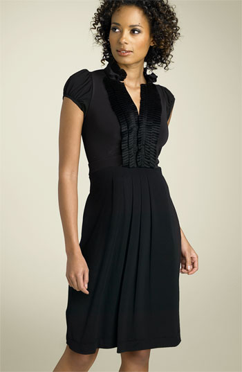 BCBGMAXAZRIA Tuxedo Trim Matte Jersey Dress