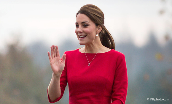 Kate wears red Katherine Hooker “Ascot” dress to EACH appeal launch