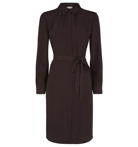 Hobbs Brown Animal Print Shirt Dress