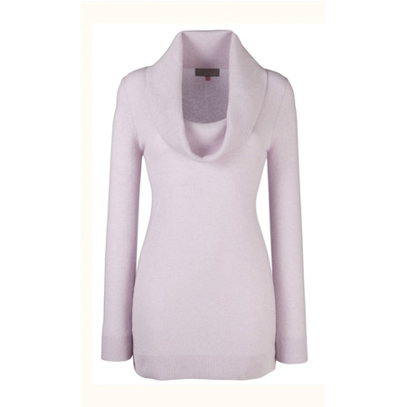 Cashmere Cowl Neck Tunic in Pink