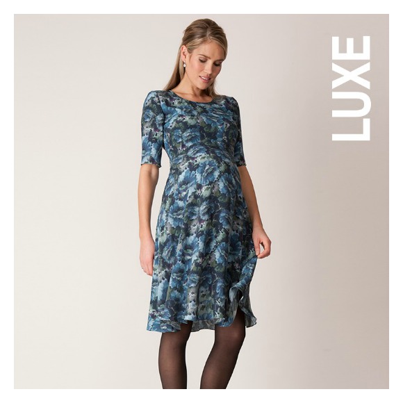 Seraphine Florrie Floral Print Maternity Dress in Blue/Green