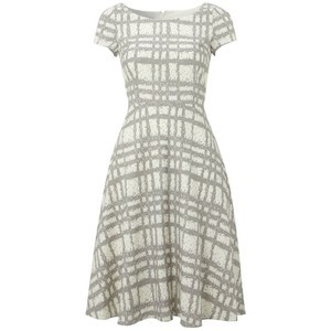 Hobbs Wessex Dress in Cream/Grey Check