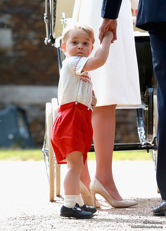 ***MANDATORY BYLINE TO READ INFPhoto.com ONLY***<BR /> Catherine, Duchess of Cambridge, Prince William, Duke of Cambridge, Princess Charlotte of Cambridge, Prince George of Cambridge, at the christening of Princess Charlotte of Cambridge at the church of St Mary Magdalene on the Sandringham Estate in King's Lynn, UK. <P> Pictured: Prince George of Cambridge <B>Ref: SPL1071653 050715 </B><BR /> Picture by: INFphoto.com<BR /> </P><P>