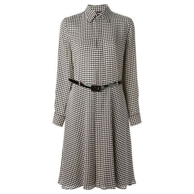 Ralph Lauren Austin Houndstooth Shirtdress in Black & White Silk