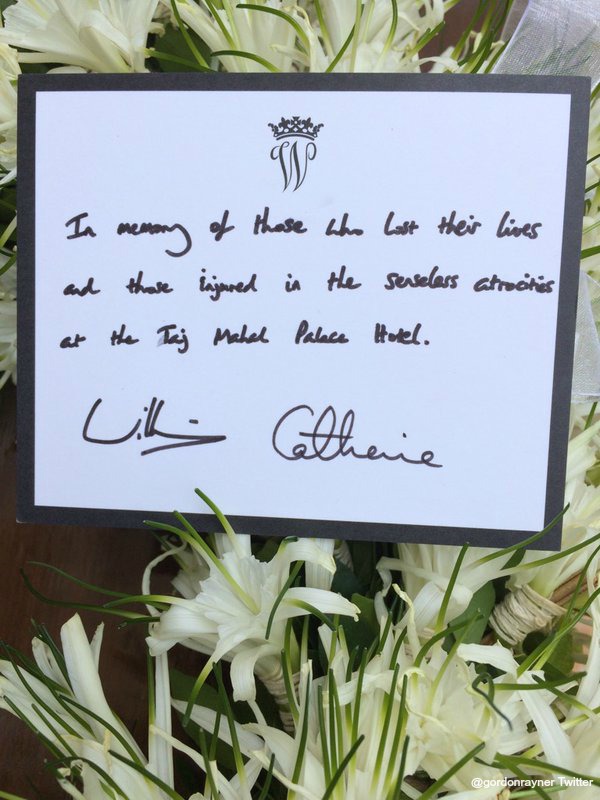 The tribute William and Kate wrote with the wreath