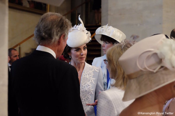 William, Kate and Harry chat with guests