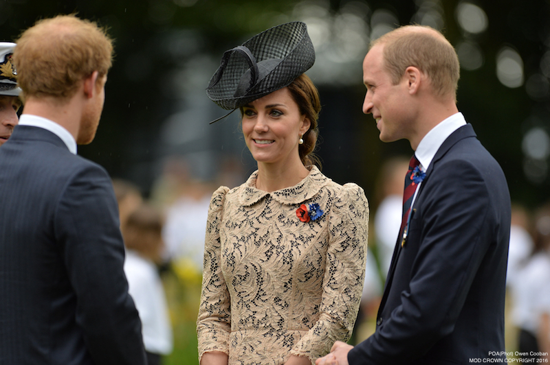 Image shows Prince Harry and the Duke and Duchess of Cambridge after the Thiepval service. Members of the Royal Family have joined the Prime Minister and representatives of allies and former enemies, together with hundreds of Armed Forces personnel and 10,000 guests to mark the centenary of the Battle of the Somme at an international service of commemoration in France. Representatives of all the regiments that took part in the conflict 100 years ago attended the service at the Thiepval Memorial along with a Guard of Honour from the Irish Guards and guns of the King’s Troop Royal Horse Artillery.Servicemen and women took part in the service, reading moving accounts of the battle from those who went over the top on the 1 July 1916.The King’s Troop Royal Horse Artillery fired their guns to mark the end of a period of silence, and wreaths were laid at the Cross of Sacrifice.The guns are 13 Pounder Quick Fire guns, and saw service in the First World War. art in commemorative services in both Thiepval and Manchester.
