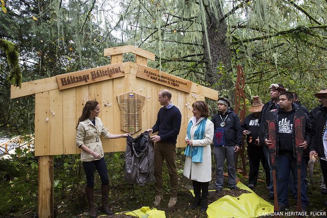 William and Kate unveiling a plaque in Great Bear Rainforest