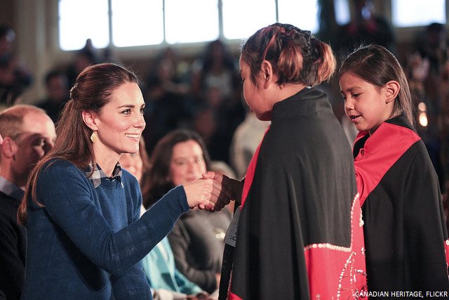 Kate chatting with children from the Heiltsuk First Nations community