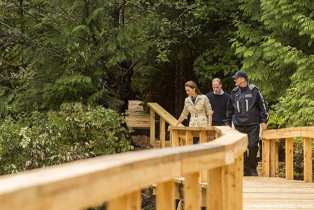 William and Kate walk through Great Bear rainforest