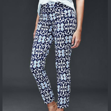GAP Bi-stretch Skinny Ankle Pants in Blue Ikat Print