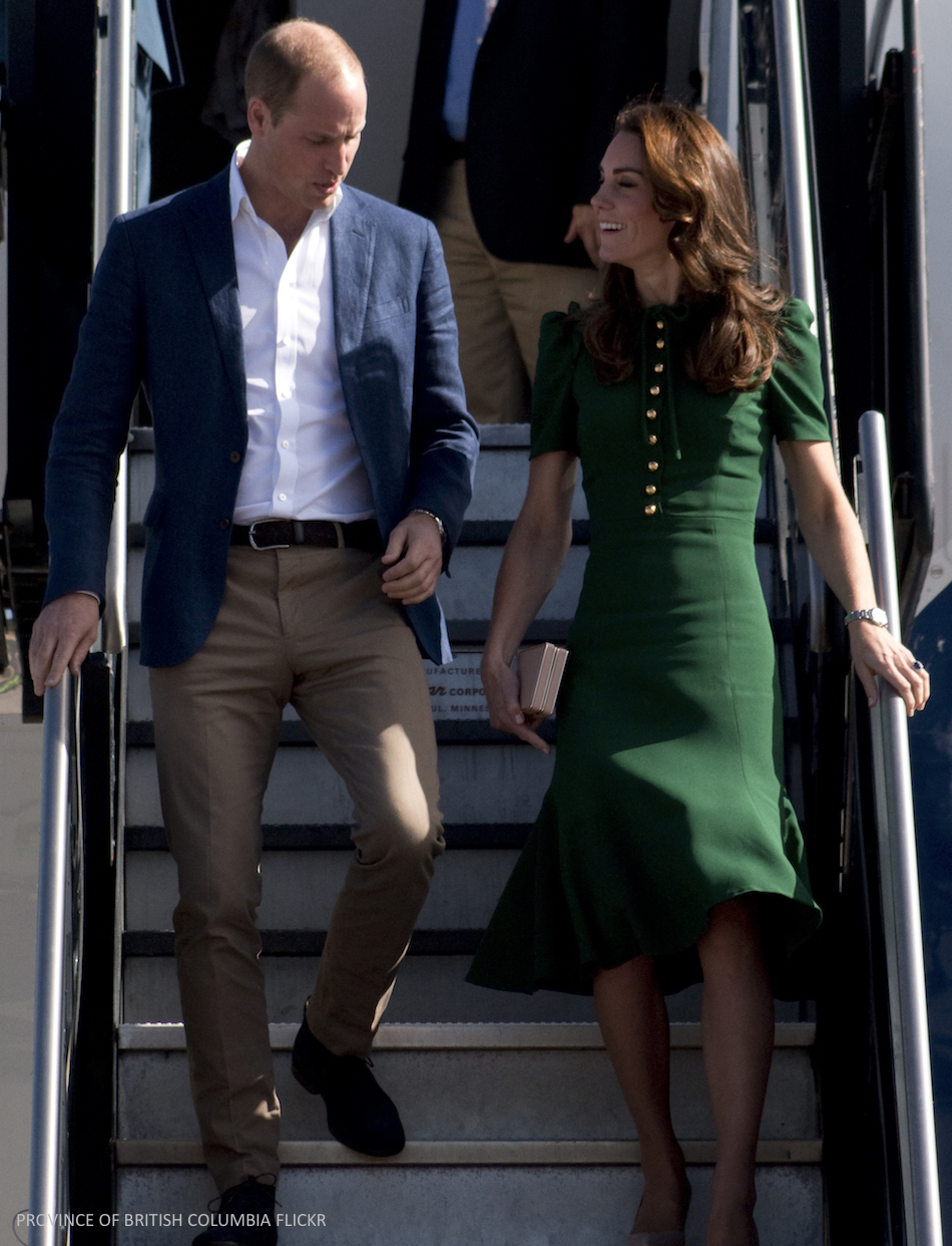 Kate Middleton wears a green dolce and gabbana dress for Yukon visit