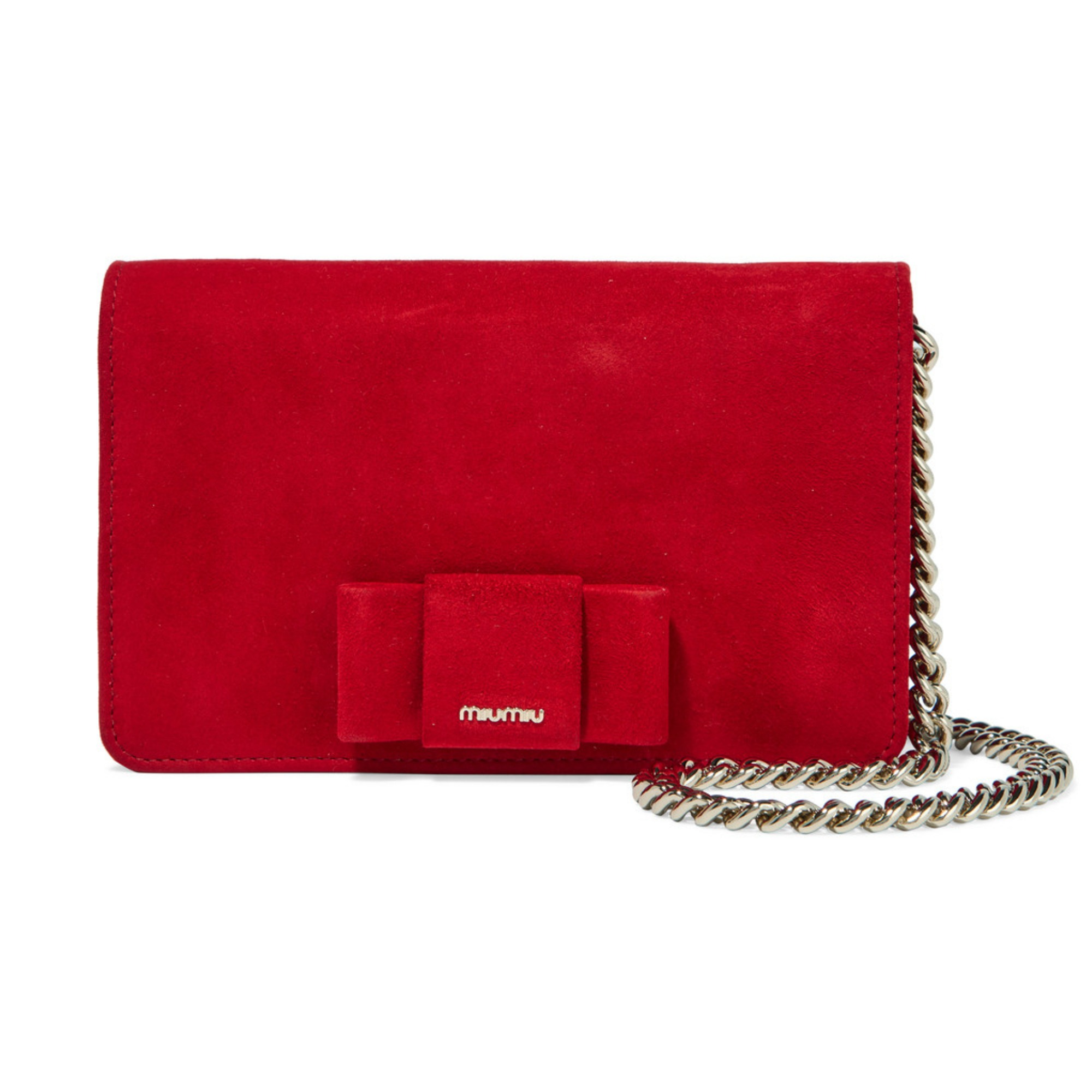 Miu Miu Bow Bag in Red Suede