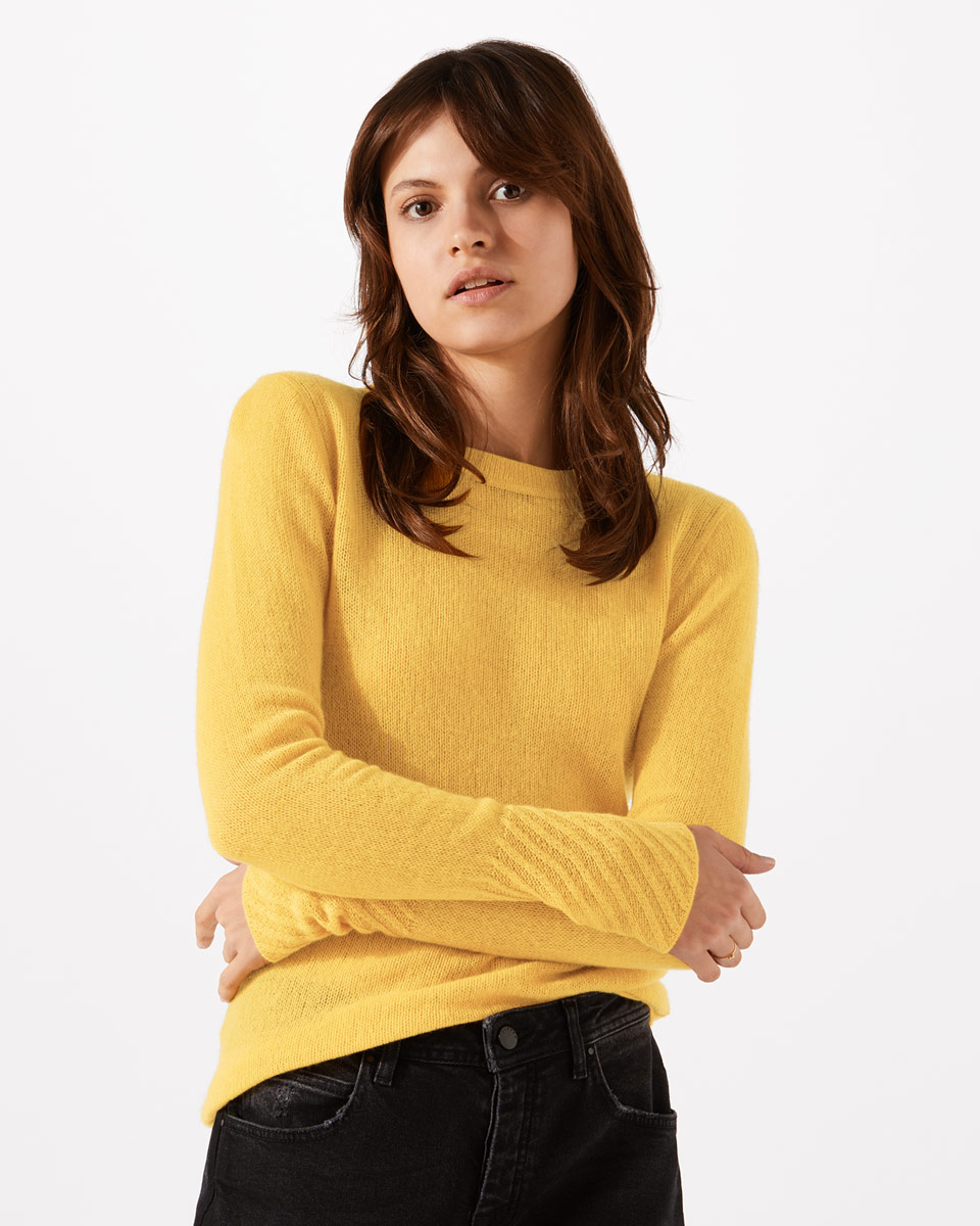 Jigsaw Cloud Cashmere Sweater in Mustard Yellow