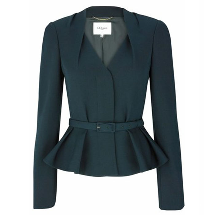 L.K. Bennett Jude Peplum Jacket in Teal