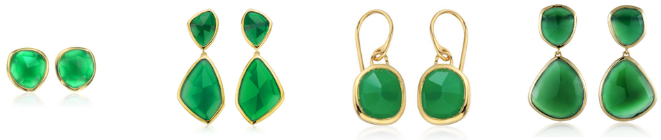 The full collection of Monica Vinader Siren Earrings in Green Onyx