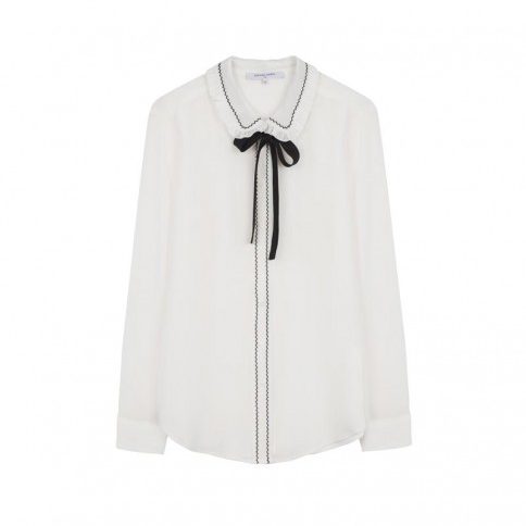 Gérard Darel Josephine Blouse in Ecru with Black Bow