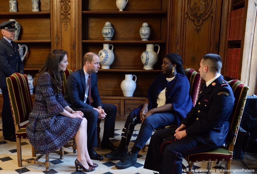 William and Kate meet with terrorist attack survivors at Les Invalides