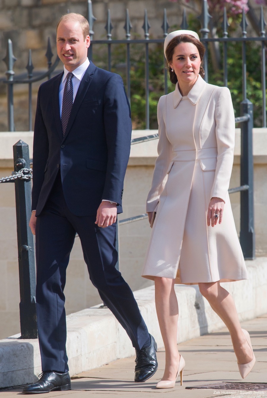 Kate Middleton in Cream Catherine Walker Coat for 2017 Easter Day Service