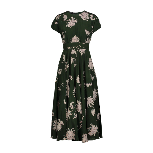 Rochas Floral Print Midi Dress in Green