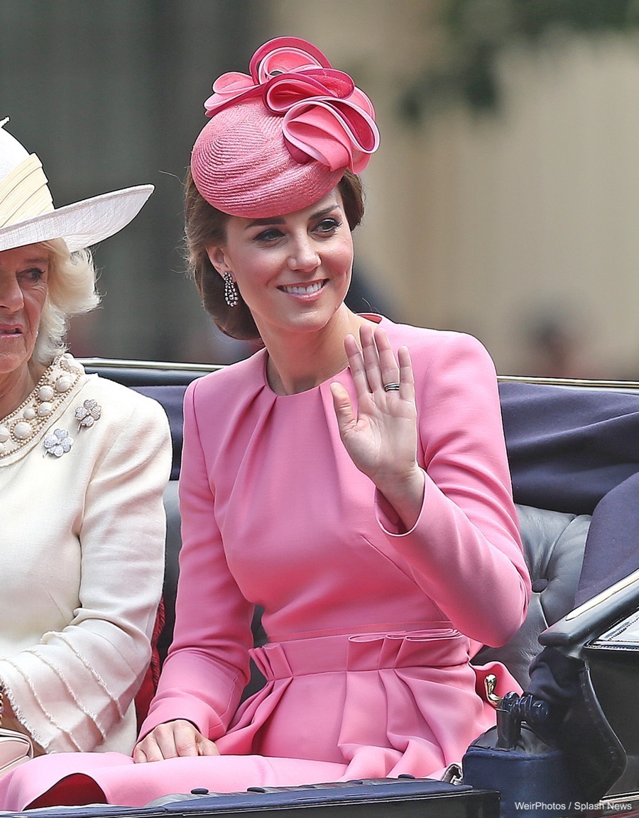 Kate Middleton in Bubblegum Pink Alexander McQueen outfit for 2017 Trooping the Colour Parade