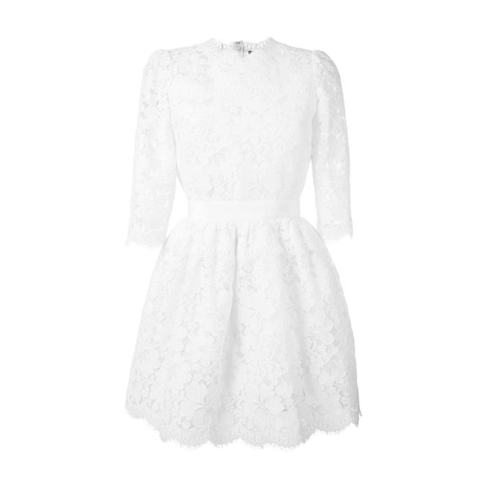 Alexander McQueen White Lace Dress With High Neck