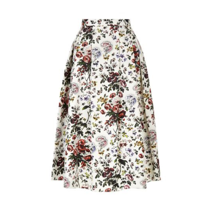 Erdem Imari A-Line Skirt In ‘Hurst Rose’ Print
