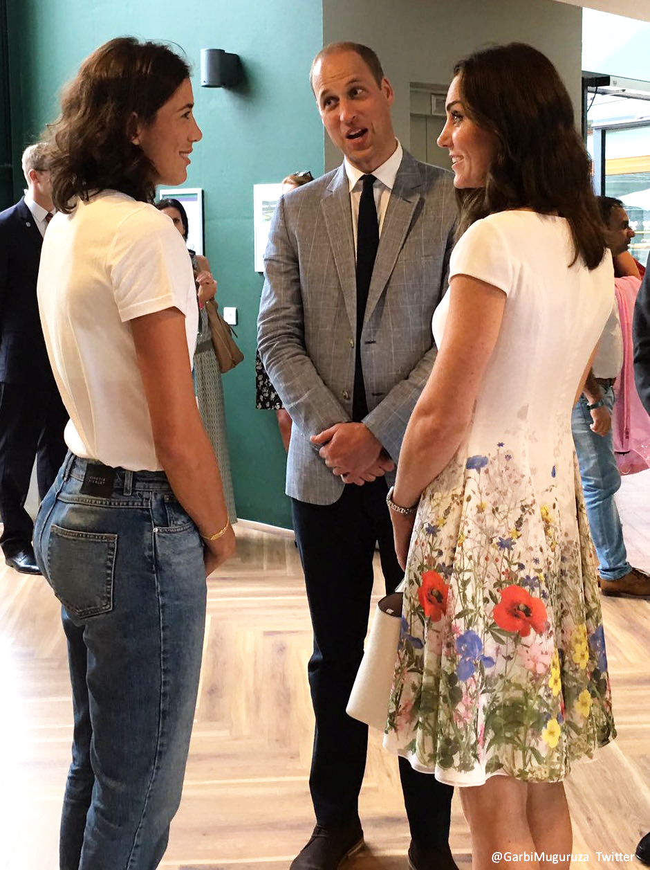 Kate Middleton with tennis player Garbiñe Muguruza at Wimbledon in 2017