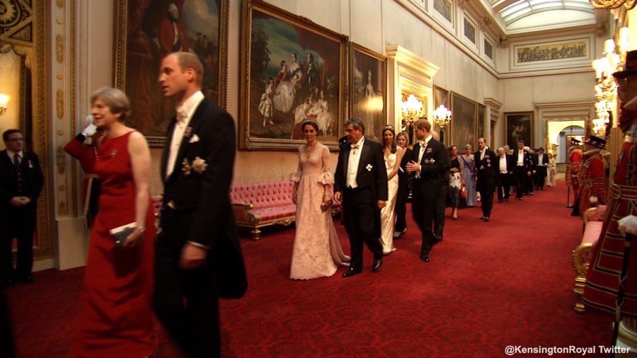 Duchess of Cambridge (Kate Middleton) walking on the way to the State Banquet
