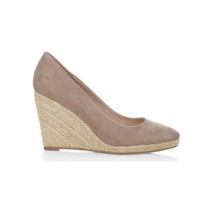 Monsoon Fleur Espadrille Wedges in Taupe Suede