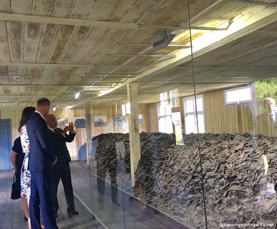 William and Kate looking at exhibits in the concentration camp
