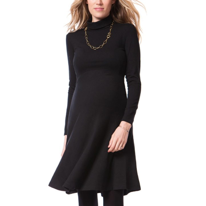 Seraphine Vanessa Turtleneck Black Maternity Dress