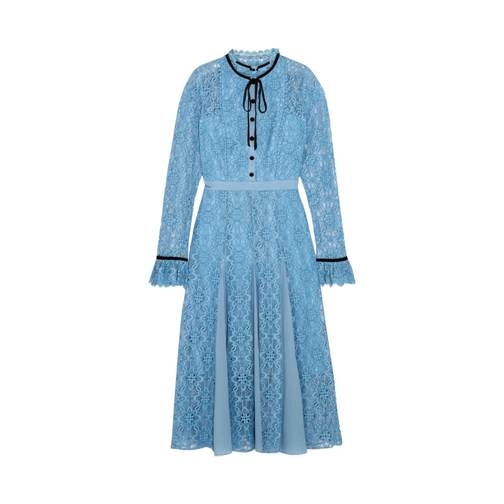 Temperley London Eclipse Midi Dress in Blue Lace