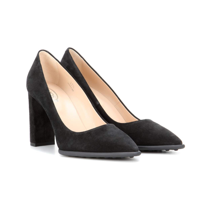 Tod’s Suede Block Heel Pumps in Black