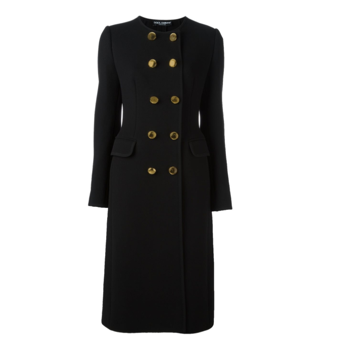 Dolce & Gabbana Black Collarless Long Coat
