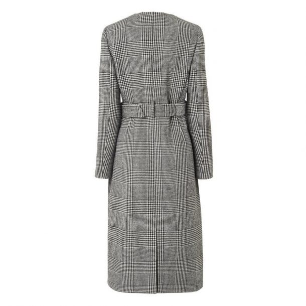 L.K. Bennett Delli Check Coat in Grey, worn by Kate Middleton in Manchester in December 2017