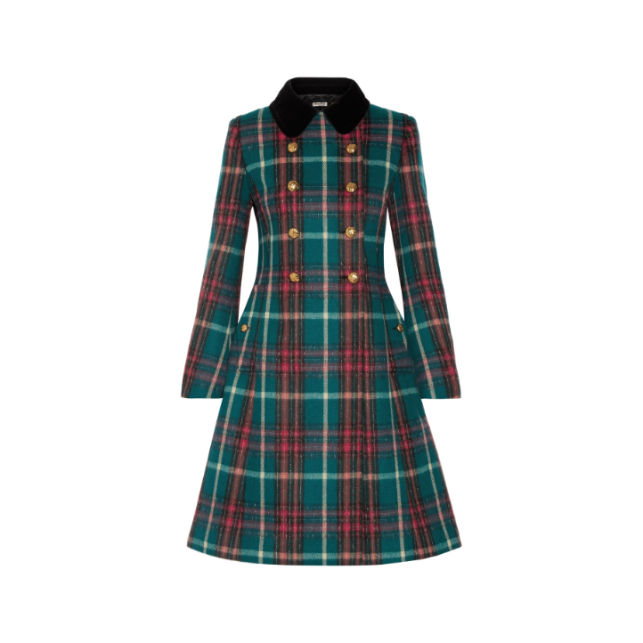 Miu Miu Tartan Coat in Red & Green